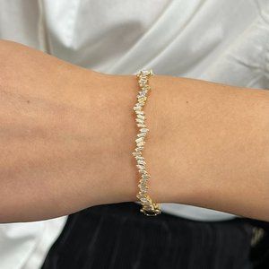 Rachel Koen Baguette Cut Diamond Bangle Bracelet 18K Yellow Gold 1.60Cttw